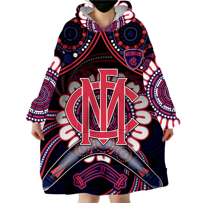 Demons Football Wearable Blanket Hoodie Boomerang Indigenous Dots - Vibe Hoodie Shop