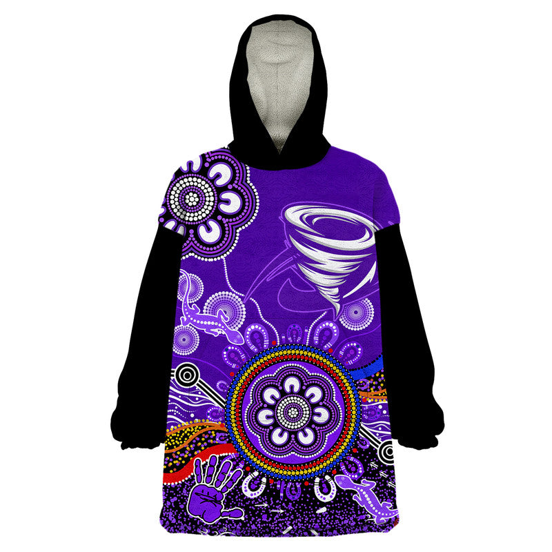 Hobart Hurricanes Wearable Blanket Hoodie Cricket Indigenous Aboriginal Lizard Version - Vibe Hoodie Shop