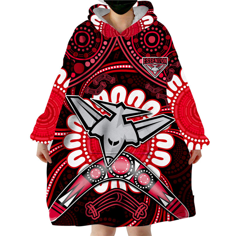 Bombers Football Wearable Blanket Hoodie Boomerang Indigenous Dots - Vibe Hoodie Shop
