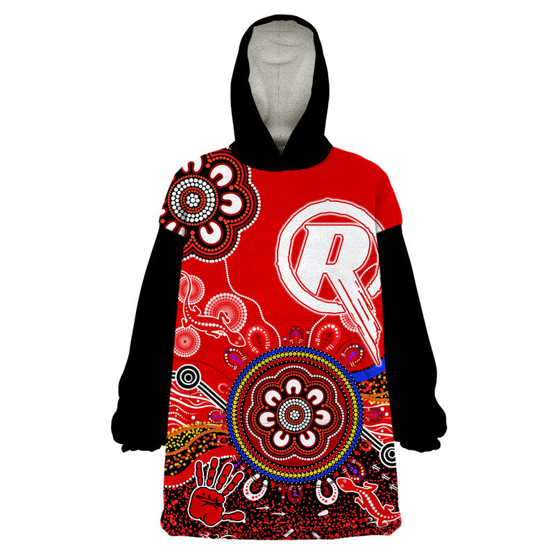 Melbourne Renegades Wearable Blanket Hoodie Cricket Indigenous Aboriginal Lizard Version - Vibe Hoodie Shop