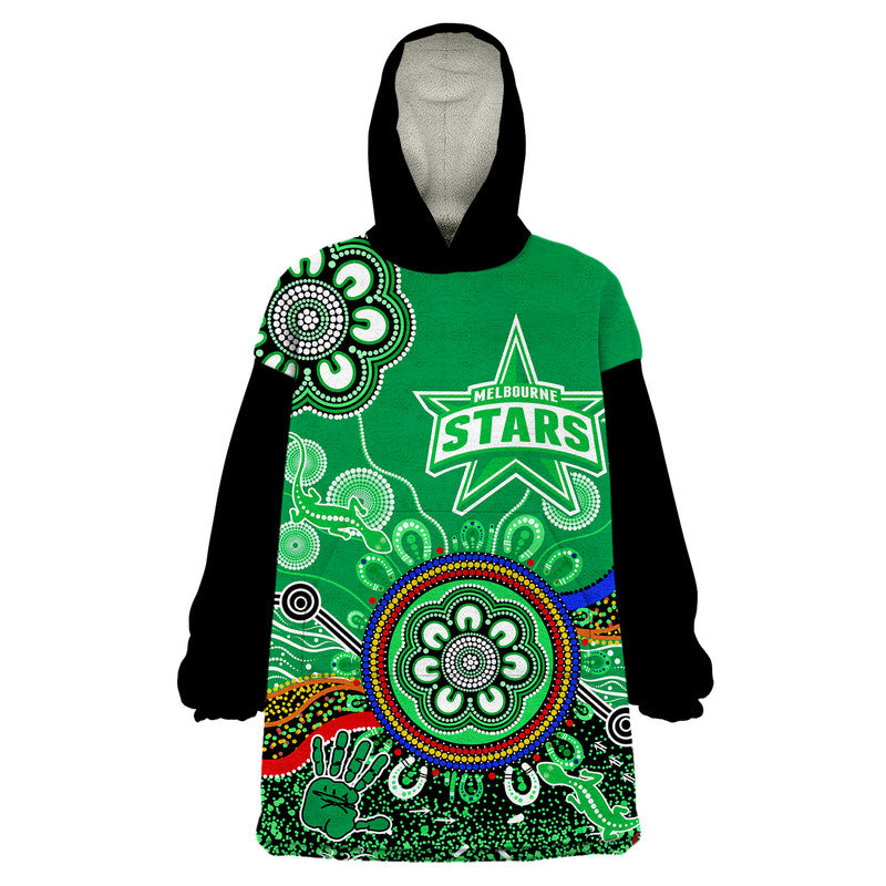Melbourne Stars Wearable Blanket Hoodie Cricket Indigenous Aboriginal Lizard Version - Vibe Hoodie Shop