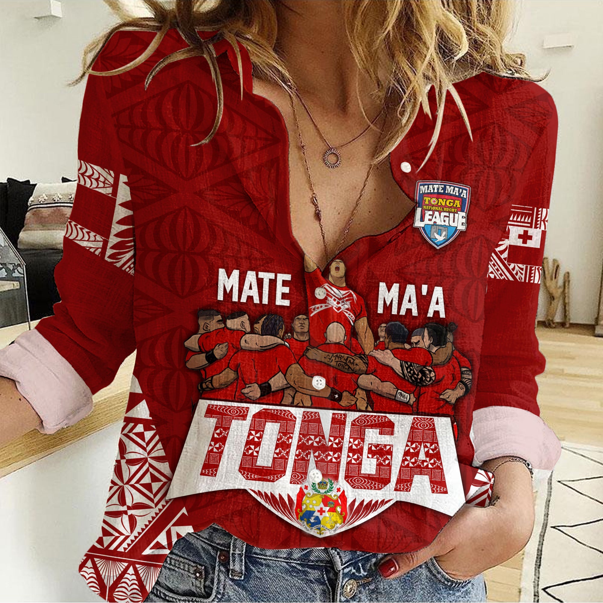 Personalised Tonga Rugby Women Casual Shirt Mate Ma'a Tonga Warriors - Vibe Hoodie Shop