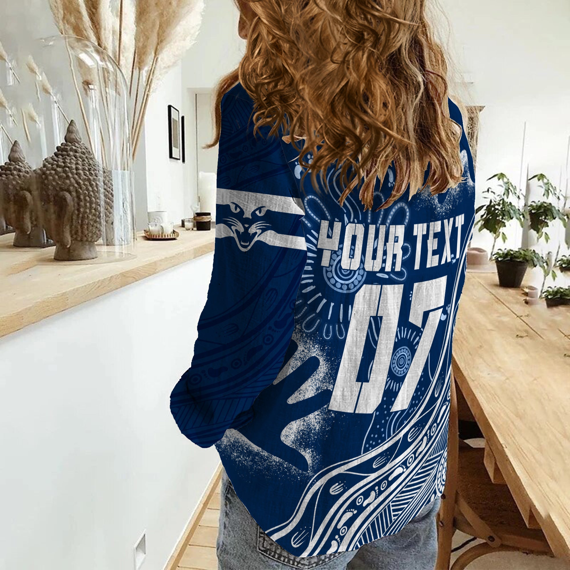 Personalised Geelong Football Aboriginal Women Casual Shirt GO Cats! - Vibe Hoodie Shop