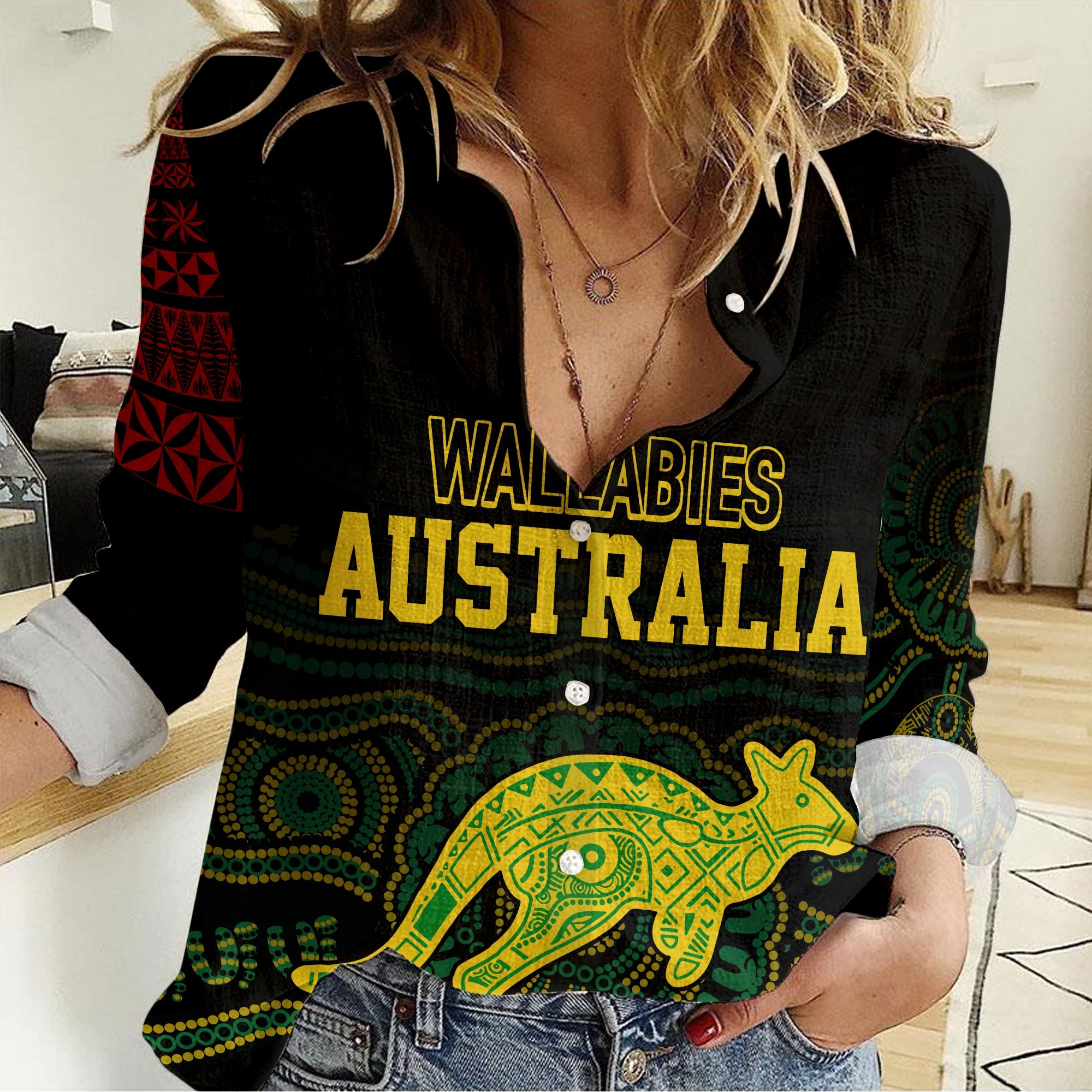 Personalised Aussie Wallabies Mix Mate Maa Tonga Women Casual Shirt Ver 02 - Vibe Hoodie Shop