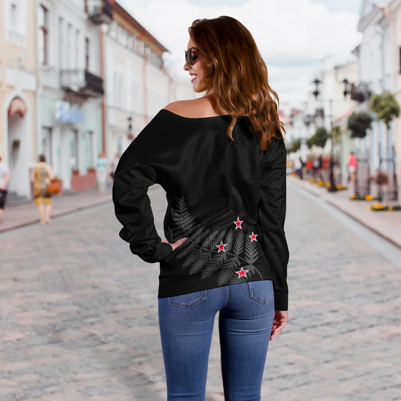 New Zealand Kiwi Ferns Rugby Off Shoulder Sweater Women World Cup 2022 - Vibe Hoodie Shop
