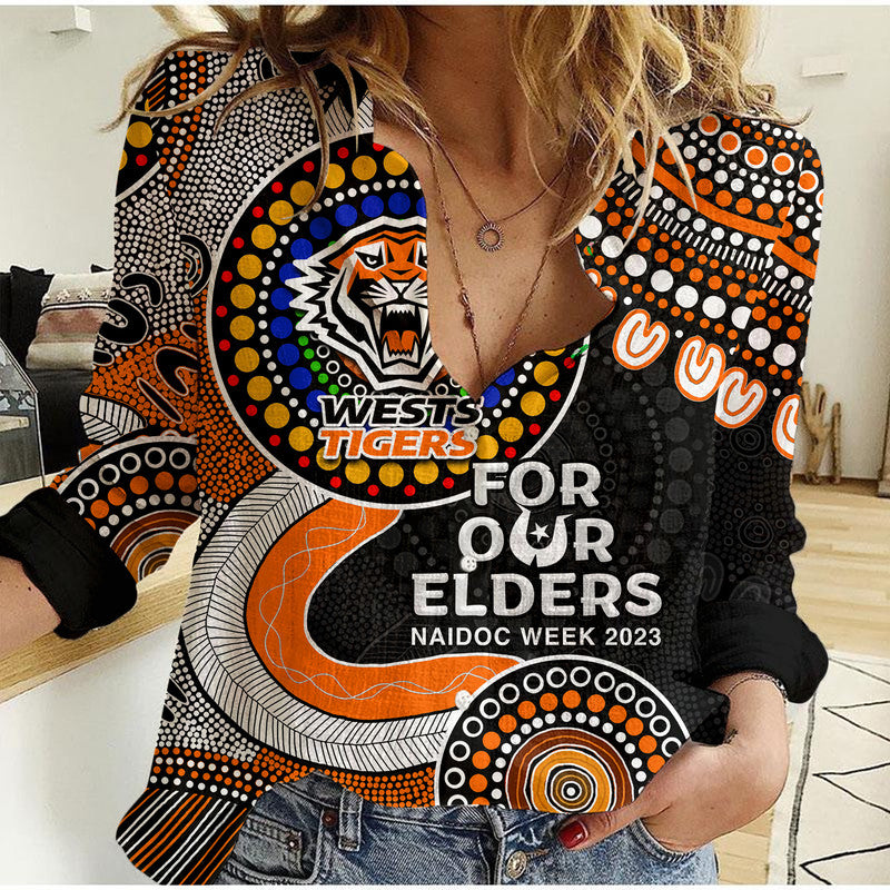 Tigers Rugby Casual Shirt NAIDOC 2023 Aboriginal - Vibe Hoodie Shop