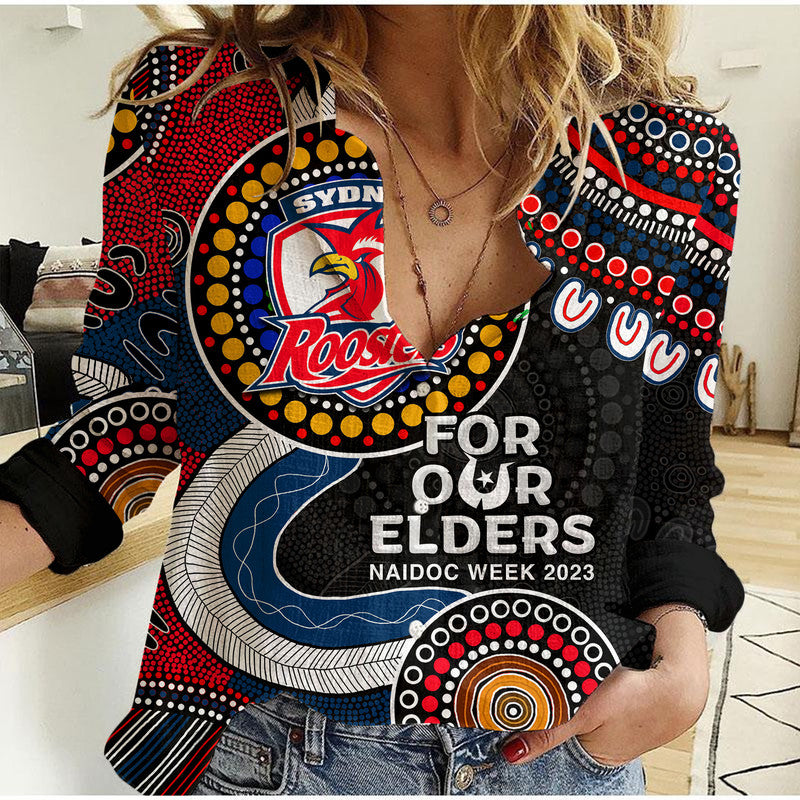 Roosters Rugby Casual Shirt NAIDOC 2023 Aboriginal - Vibe Hoodie Shop