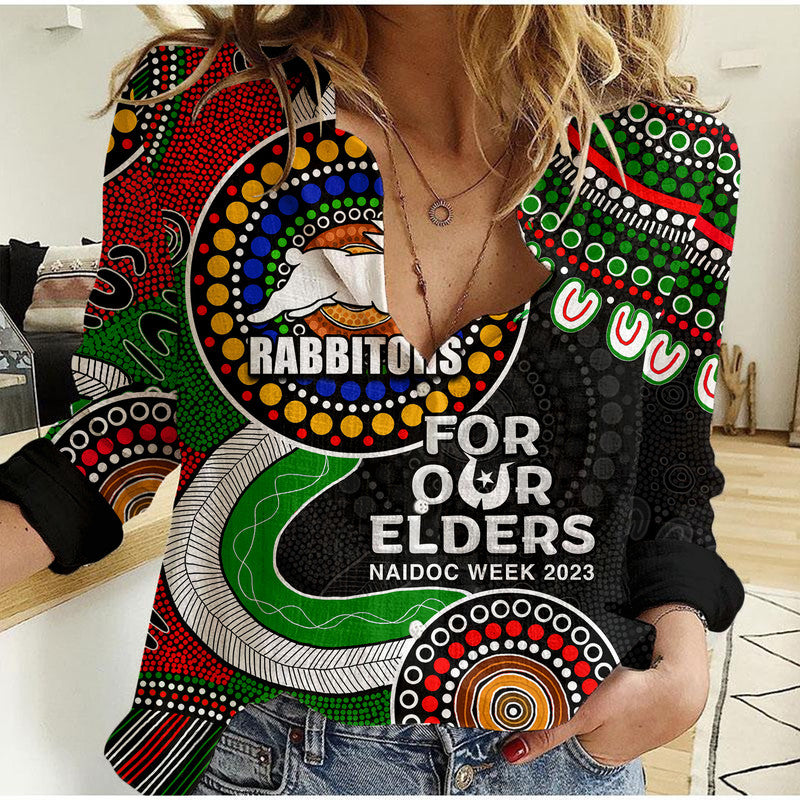 Rabbbitohs Rugby Casual Shirt NAIDOC 2023 Aboriginal - Vibe Hoodie Shop