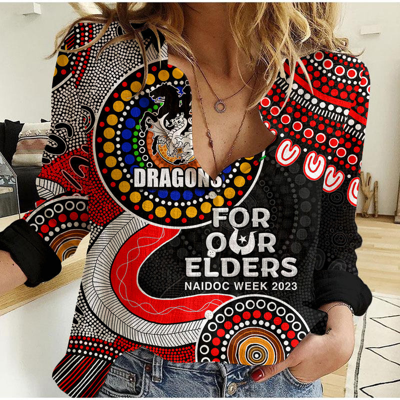 Dragons Rugby Casual Shirt NAIDOC 2023 Aboriginal - Vibe Hoodie Shop