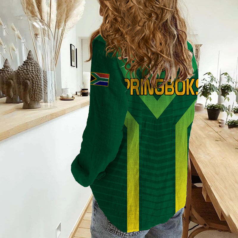South Africa Rugby Women Casual Shirt Springboks Sporty Style - Vibe Hoodie Shop