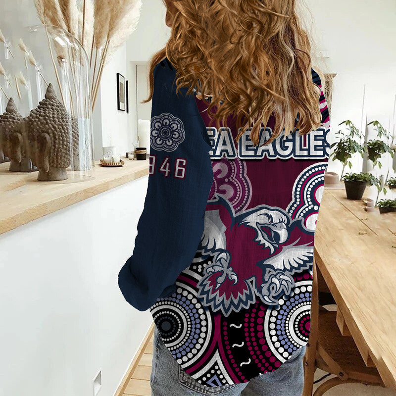 Sea Eagles Rugby Women Casual Shirt Simple Aboriginal 1946 - Vibe Hoodie Shop