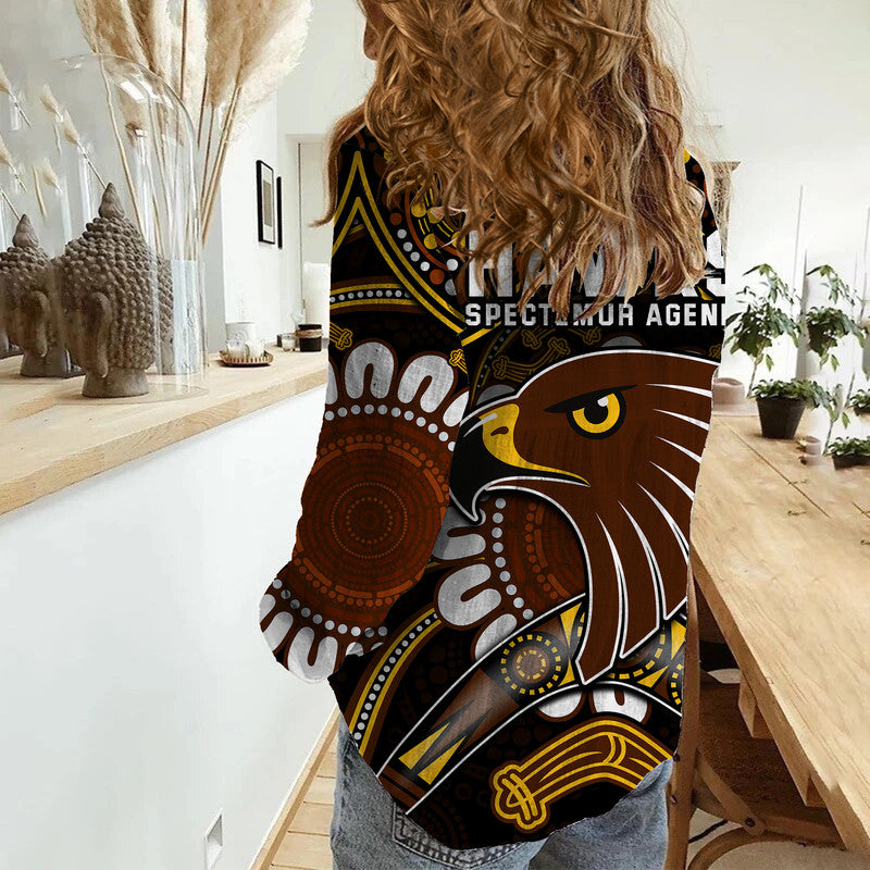 Hawks Football Women Casual Shirt Boomerang Indigenous Dots - Vibe Hoodie Shop