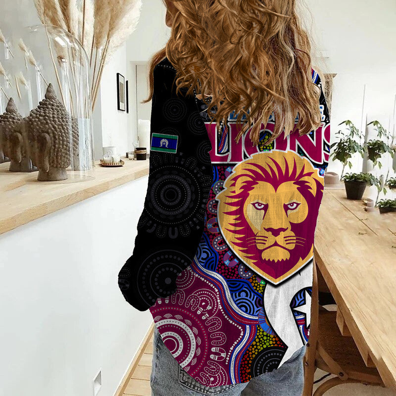 Brisbane Lions Football NAIDOC Week Women Casual Shirt Indigenous - Vibe Hoodie Shop
