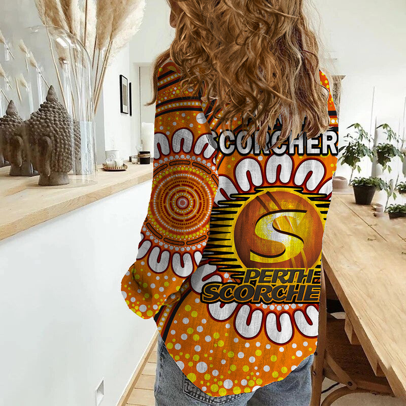 Perth Scorchers Cricket Women Casual Shirt Aboriginal - Vibe Hoodie Shop