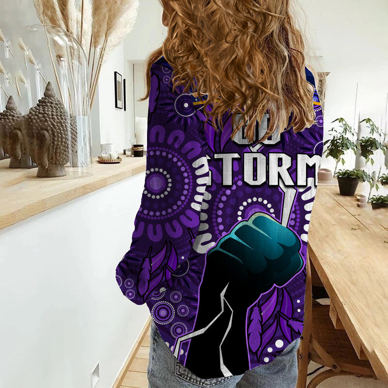 Storm Rugby Women Casual Shirt Indigenous With Thunder Go Storm - Vibe Hoodie Shop