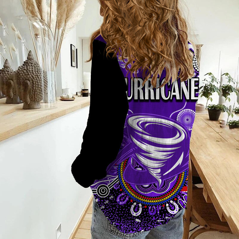 Hobart Hurricanes Women Casual Shirt Cricket Indigenous Aboriginal Lizard Version - Vibe Hoodie Shop