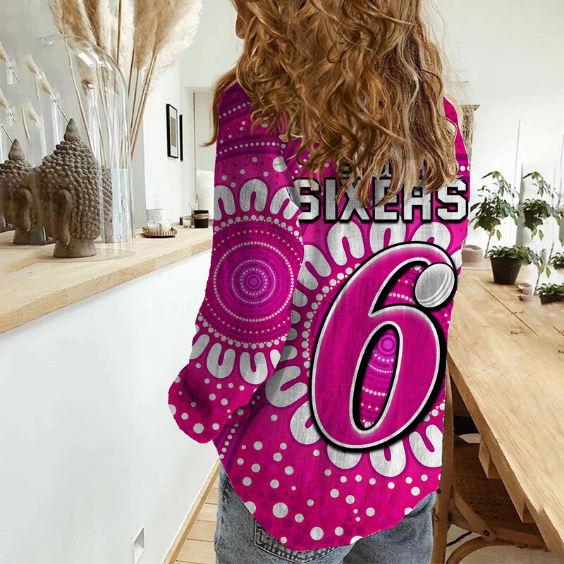 Sydney Sixers Cricket Women Casual Shirt Aboriginal - Vibe Hoodie Shop