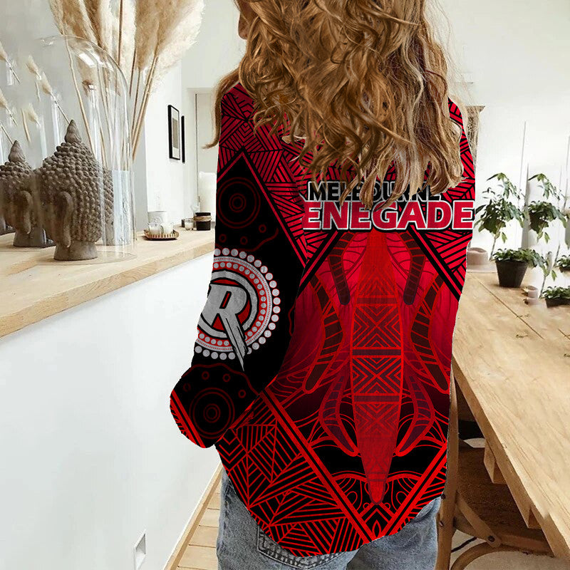 Melbourne Renegades Indigenous Aboriginal Cricket Women Casual Shirt - Vibe Hoodie Shop