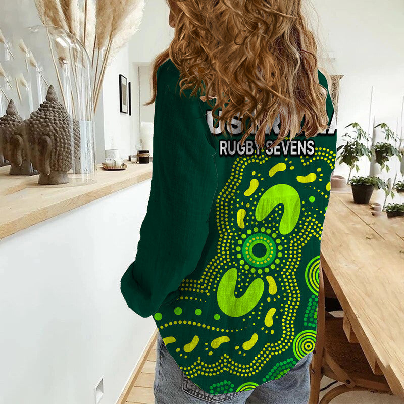 Australia Rugby Sevens Women Casual Shirt Aboriginal - Vibe Hoodie Shop