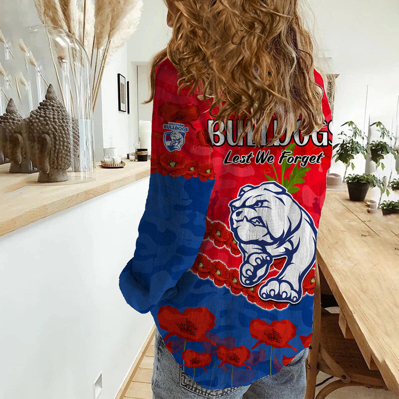 Western Bulldogs Football ANZAC Women Casual Shirt Lest We Forget - Vibe Hoodie Shop