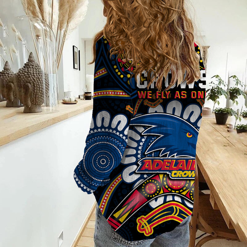 Adelaide Crows Football Women Casual Shirt Boomerang Indigenous Dots - Vibe Hoodie Shop