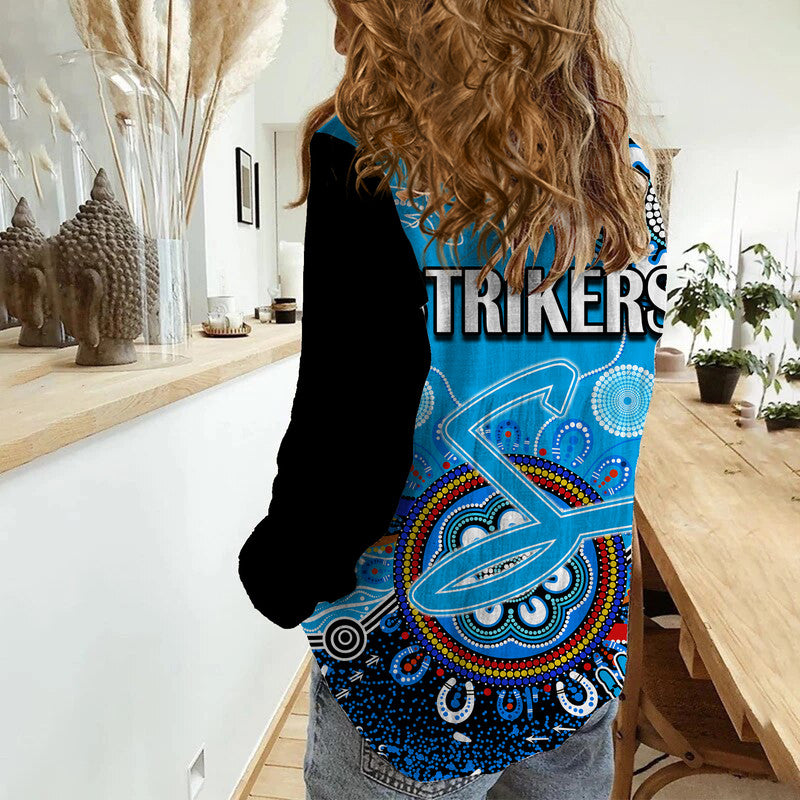 Adelaide Strikers Women Casual Shirt Cricket Indigenous Aboriginal Lizard Version - Vibe Hoodie Shop