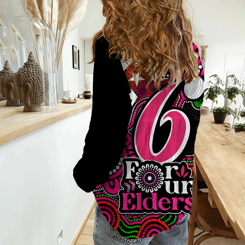 Sydney Sixers Cricket Women Casual Shirt NAIDOC Torres Strait For Our Elders - Vibe Hoodie Shop