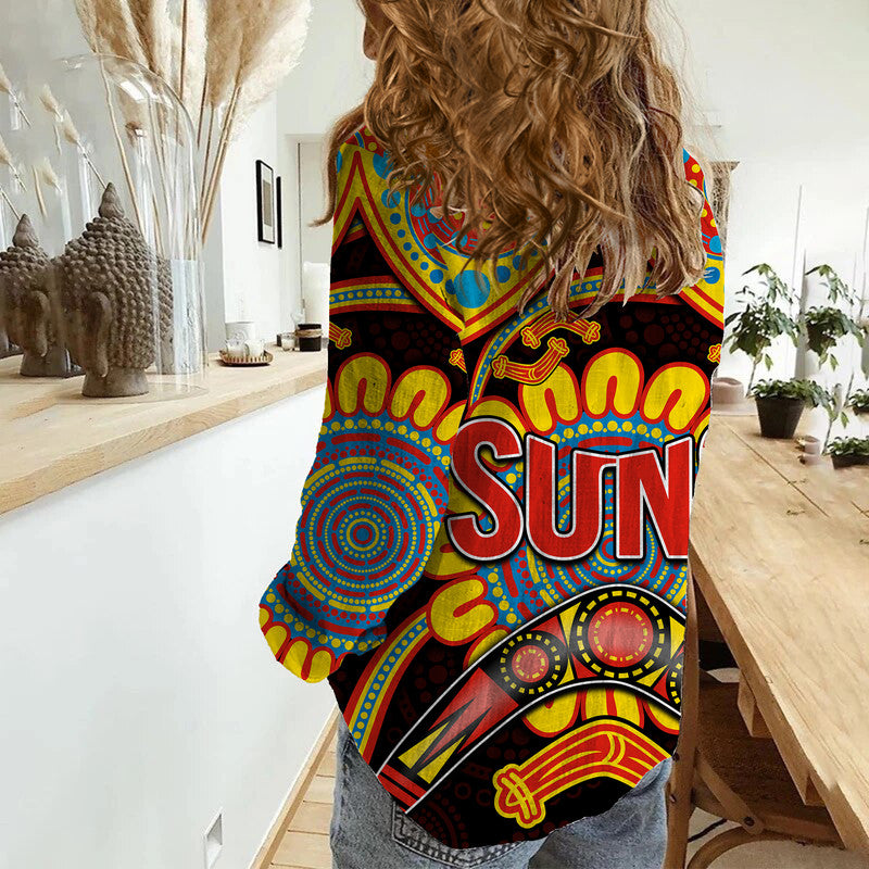 Suns Football Women Casual Shirt Boomerang Indigenous Dots - Vibe Hoodie Shop