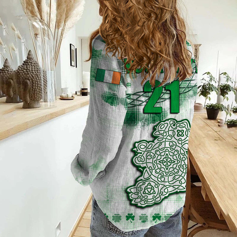 (Custom Personalised And Number) Ireland Cross Cricket Team Women Casual Shirt Celtic Irish Green Pattern Unique - Vibe Hoodie Shop