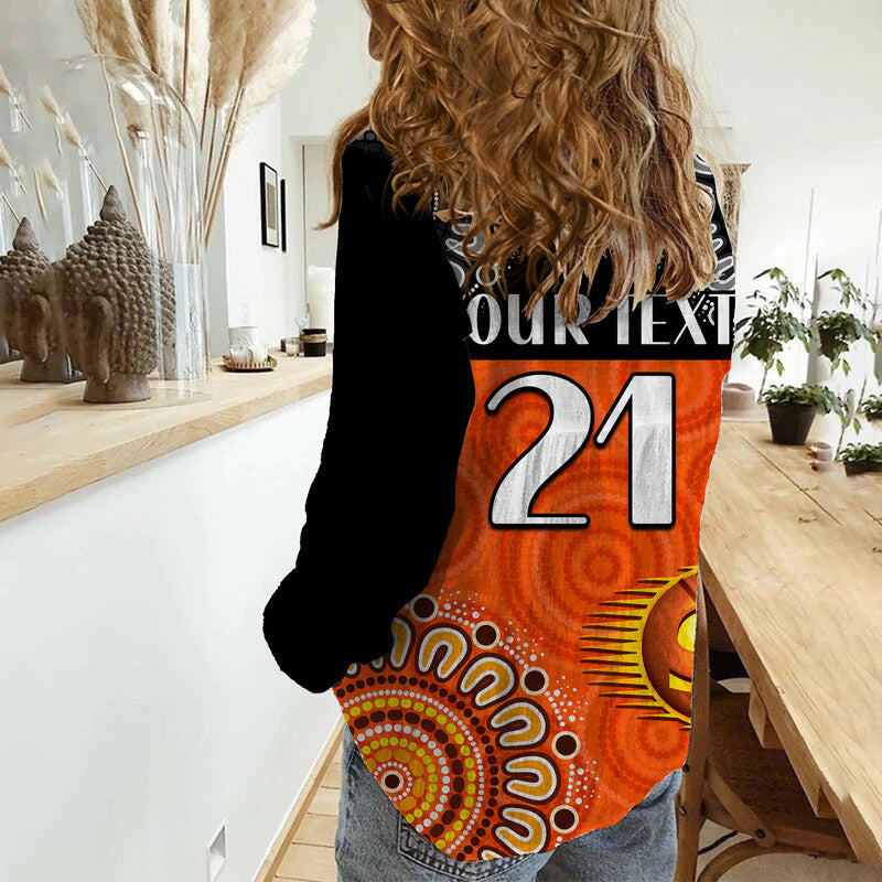 (Custom Personalised) Perth Scorchers Cricket Women Casual Shirt Aboriginal Double Boomerang - Vibe Hoodie Shop