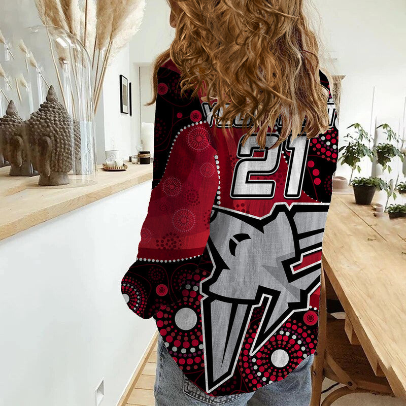 (Custom Personalised) Essendon Football Aboriginal Bombers Women Casual Shirt - Vibe Hoodie Shop