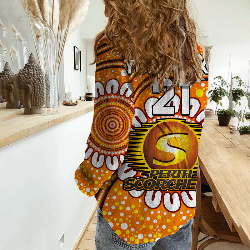 (Custom Personalised) Perth Scorchers Cricket Women Casual Shirt Aboriginal - Vibe Hoodie Shop