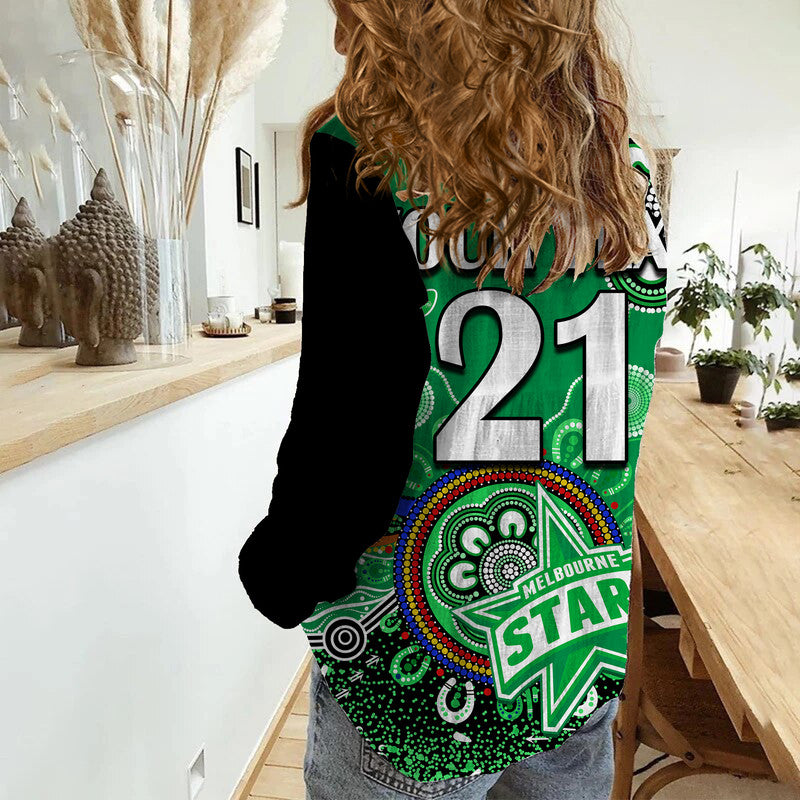 (Custom Personalised) Melbourne Stars Women Casual Shirt Cricket Indigenous Aboriginal Lizard Version - Vibe Hoodie Shop