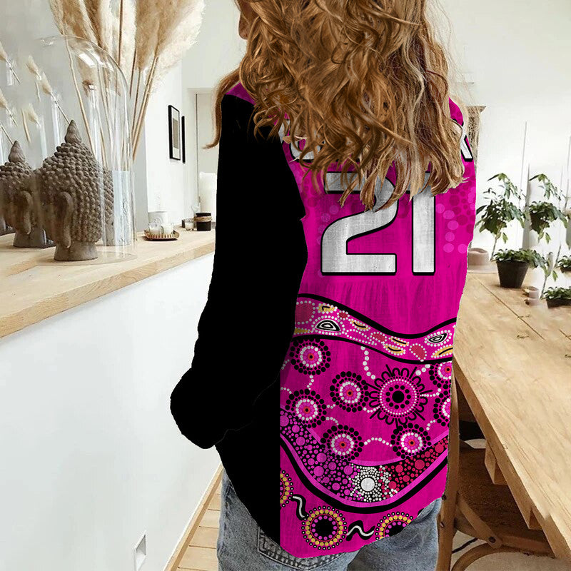(Custom Personalised) Sixers Cricket Women Casual Shirt Sydney Aboriginal - Vibe Hoodie Shop