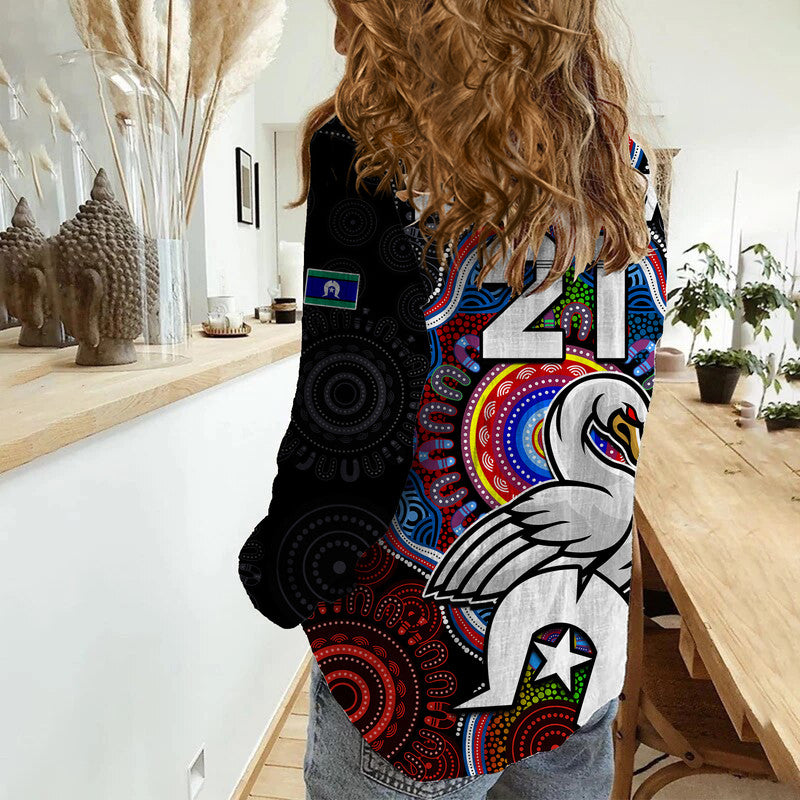 (Custom Personalised) Swans Football NAIDOC Week Women Casual Shirt Indigenous - Vibe Hoodie Shop