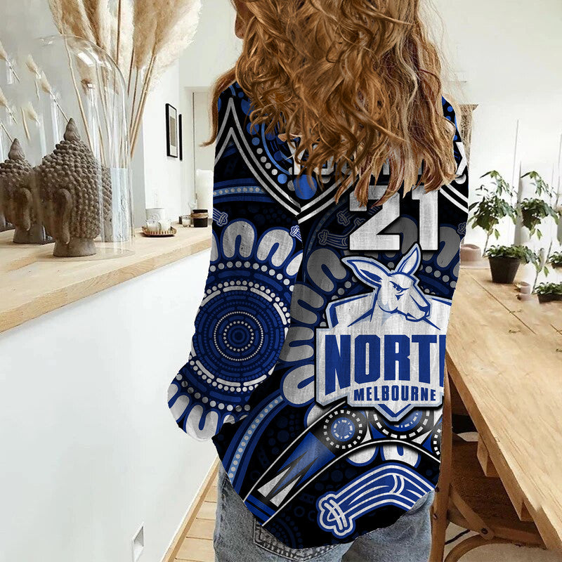 (Custom Personalised) Kangaroos Football Women Casual Shirt Boomerang Indigenous Dots - Vibe Hoodie Shop