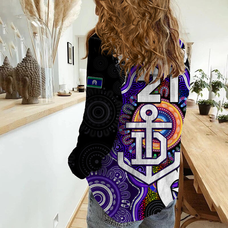 (Custom Personalised) Dockers Football NAIDOC Week Women Casual Shirt Indigenous - Vibe Hoodie Shop