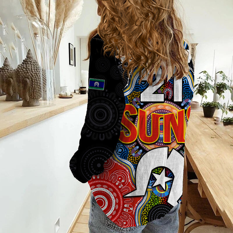 (Custom Personalised) Suns Football NAIDOC Week Women Casual Shirt Indigenous - Vibe Hoodie Shop