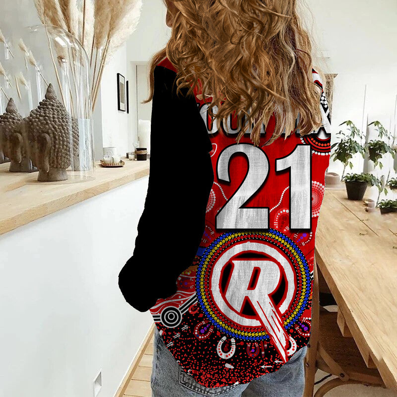 (Custom Personalised) Melbourne Renegades Women Casual Shirt Cricket Indigenous Aboriginal Lizard Version - Vibe Hoodie Shop