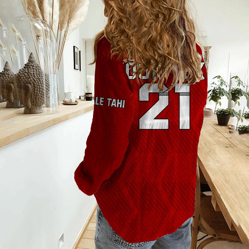 (Custom Text And Number) Tonga Rugby Sevens Women Casual Shirt Sporty Style - Vibe Hoodie Shop