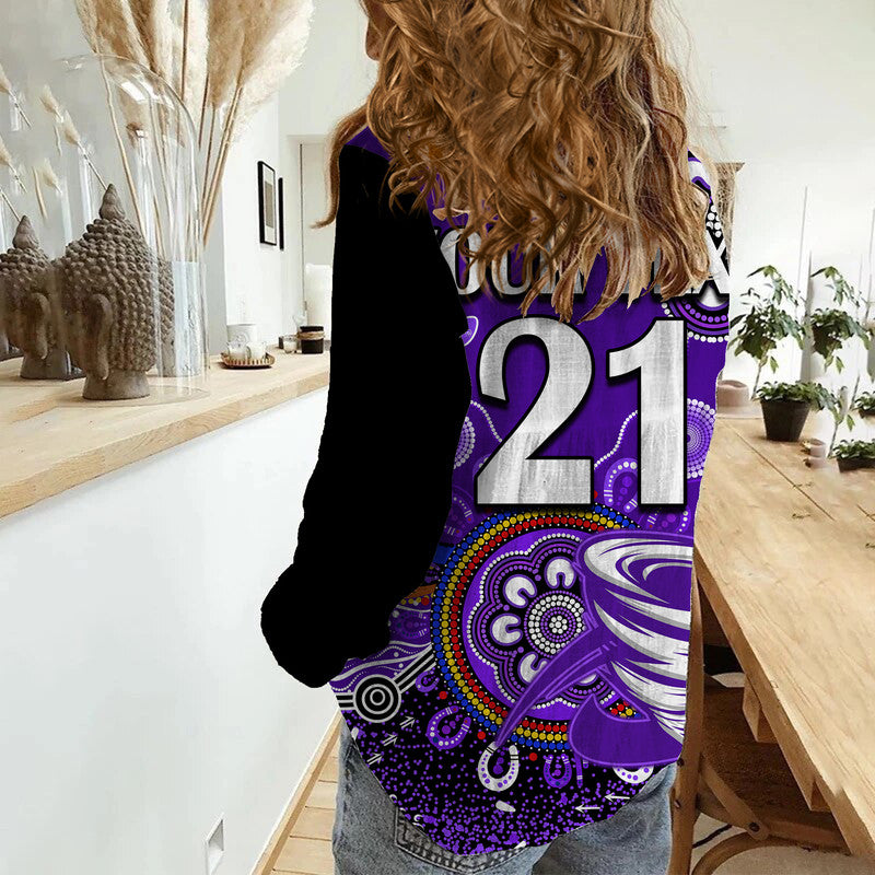 (Custom Personalised) Hobart Hurricanes Women Casual Shirt Cricket Indigenous Aboriginal Lizard Version - Vibe Hoodie Shop