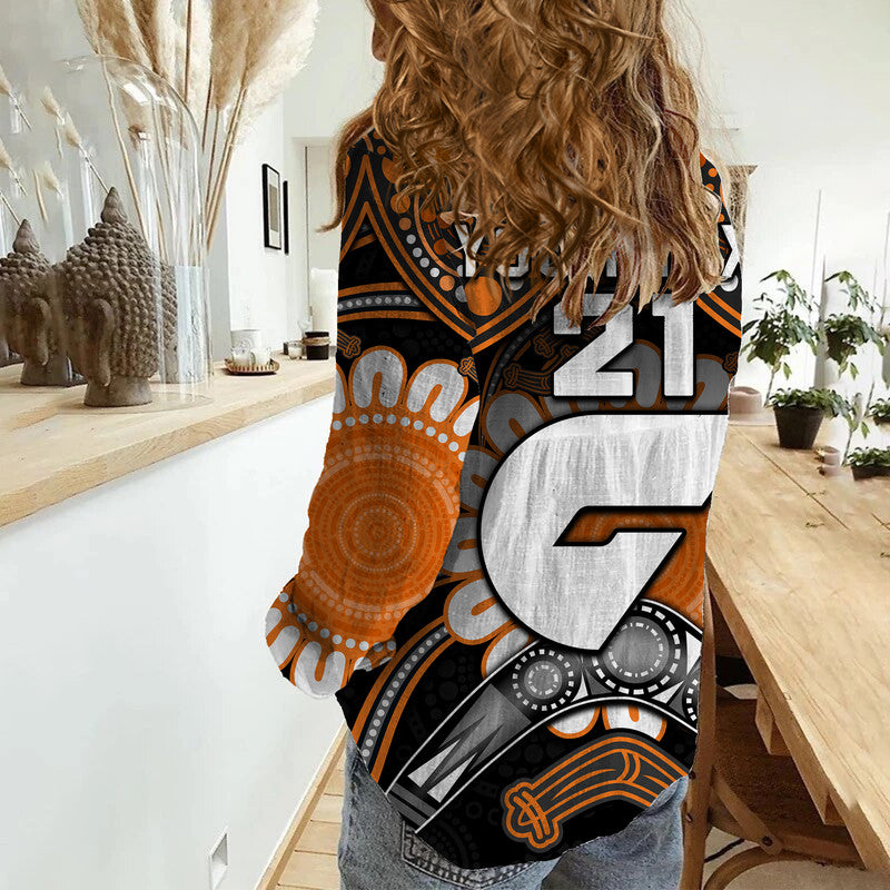 (Custom Personalised) Giants Football Women Casual Shirt Boomerang Indigenous Dots - Vibe Hoodie Shop