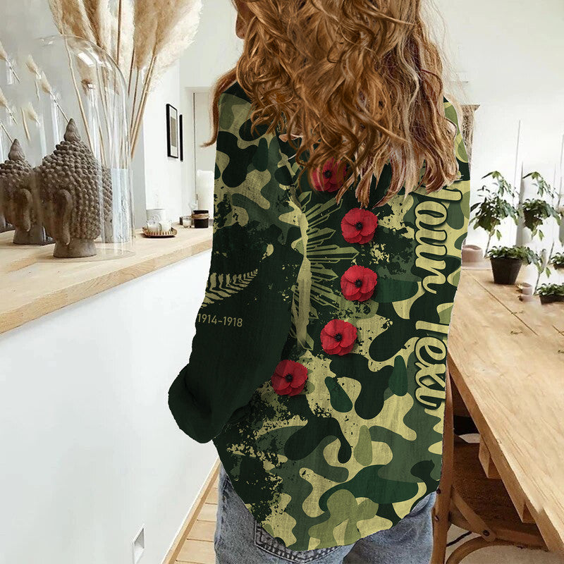 (Custom Personalised) Australia ANZAC Mix Camouflage Women Casual Shirt - Vibe Hoodie Shop