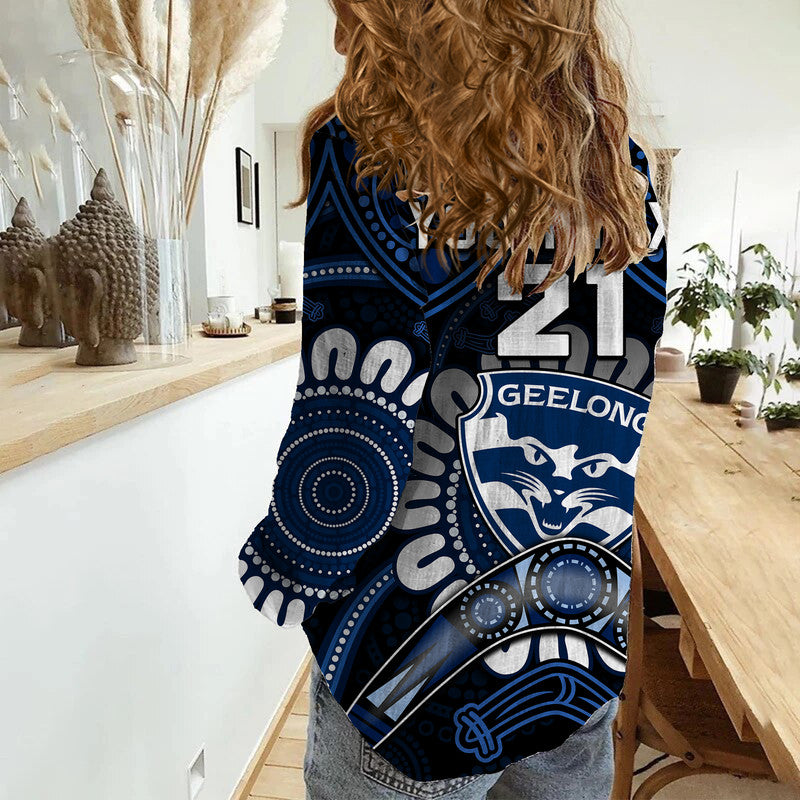 (Custom Personalised) Cats Football Women Casual Shirt Boomerang Indigenous Dots - Vibe Hoodie Shop