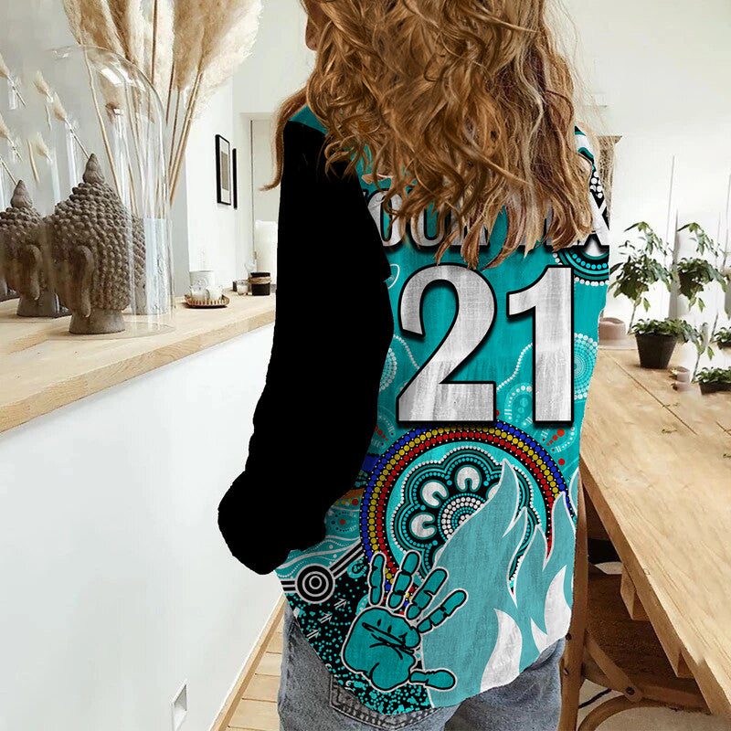 (Custom Personalised) Brisbane Heat Women Casual Shirt Cricket Indigenous Aboriginal Lizard Version - Vibe Hoodie Shop