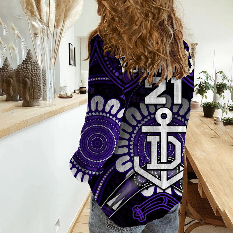 (Custom Personalised) Dockers Football Women Casual Shirt Boomerang Indigenous Dots - Vibe Hoodie Shop