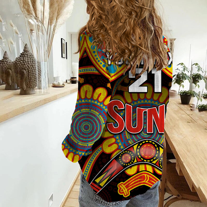 (Custom Personalised) Suns Football Women Casual Shirt Boomerang Indigenous Dots - Vibe Hoodie Shop