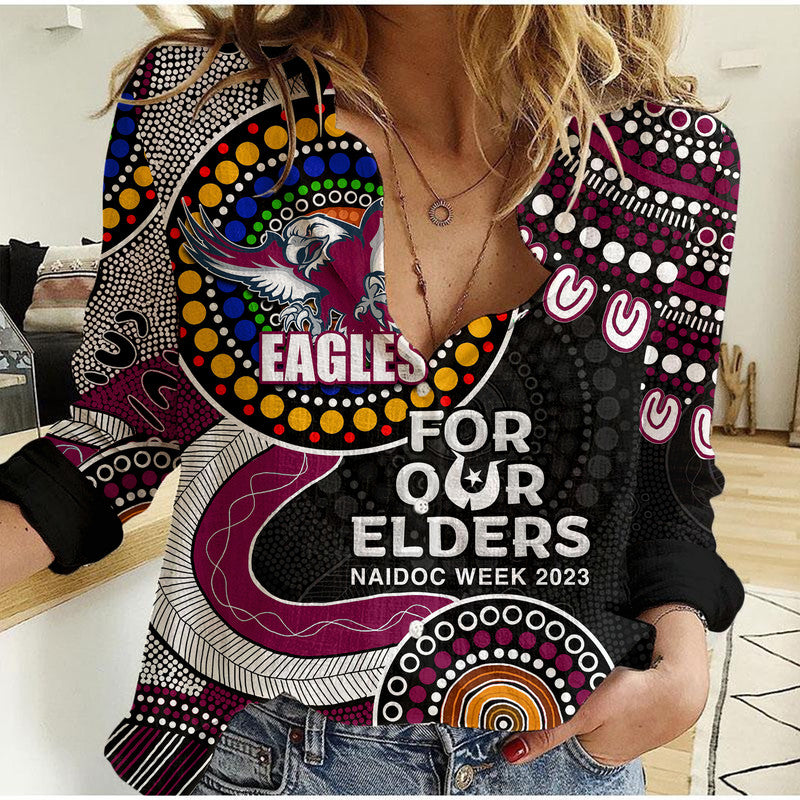 Sea Eagles Rugby Casual Shirt NAIDOC 2023 Aboriginal - Vibe Hoodie Shop