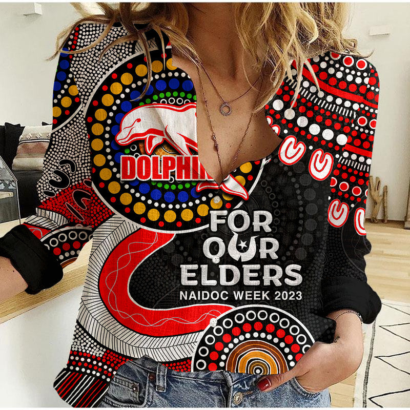 Dolphins Rugby Casual Shirt NAIDOC 2023 Aboriginal - Vibe Hoodie Shop