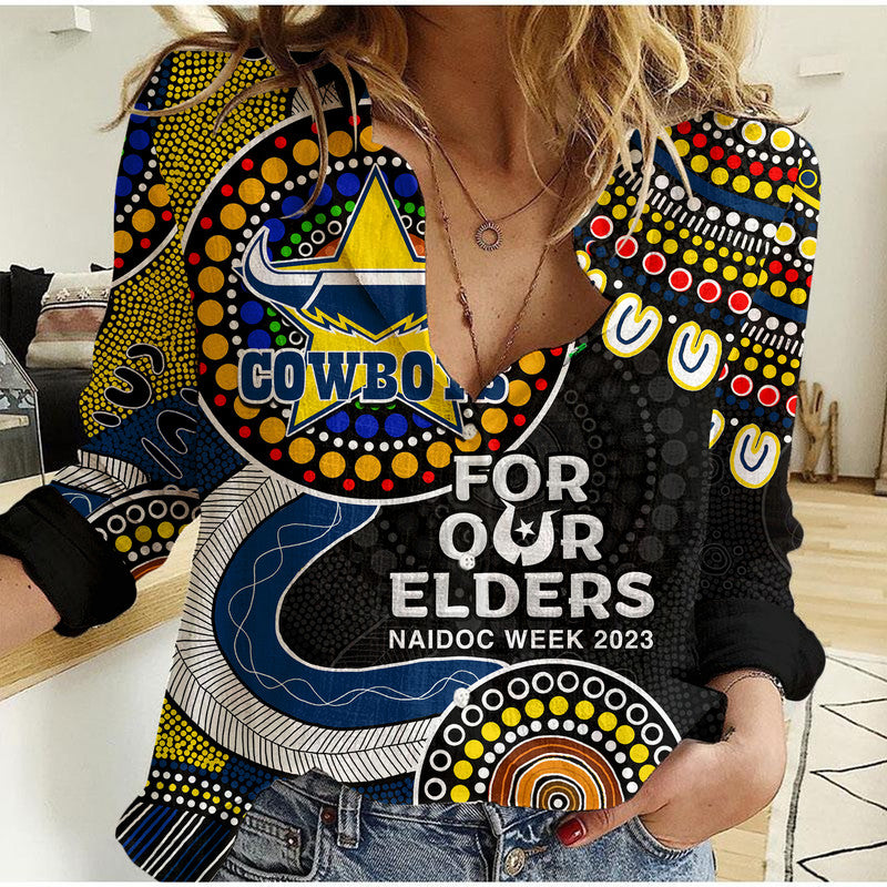 Cowboys Rugby Casual Shirt NAIDOC 2023 Aboriginal - Vibe Hoodie Shop